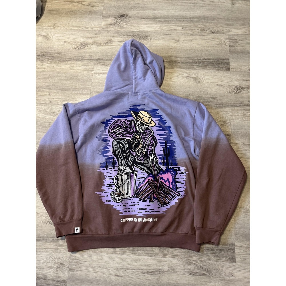 Warren Lotas Hoodie Mens XL Purple Dip Dye Coffee In The Morning Made‎ in USA